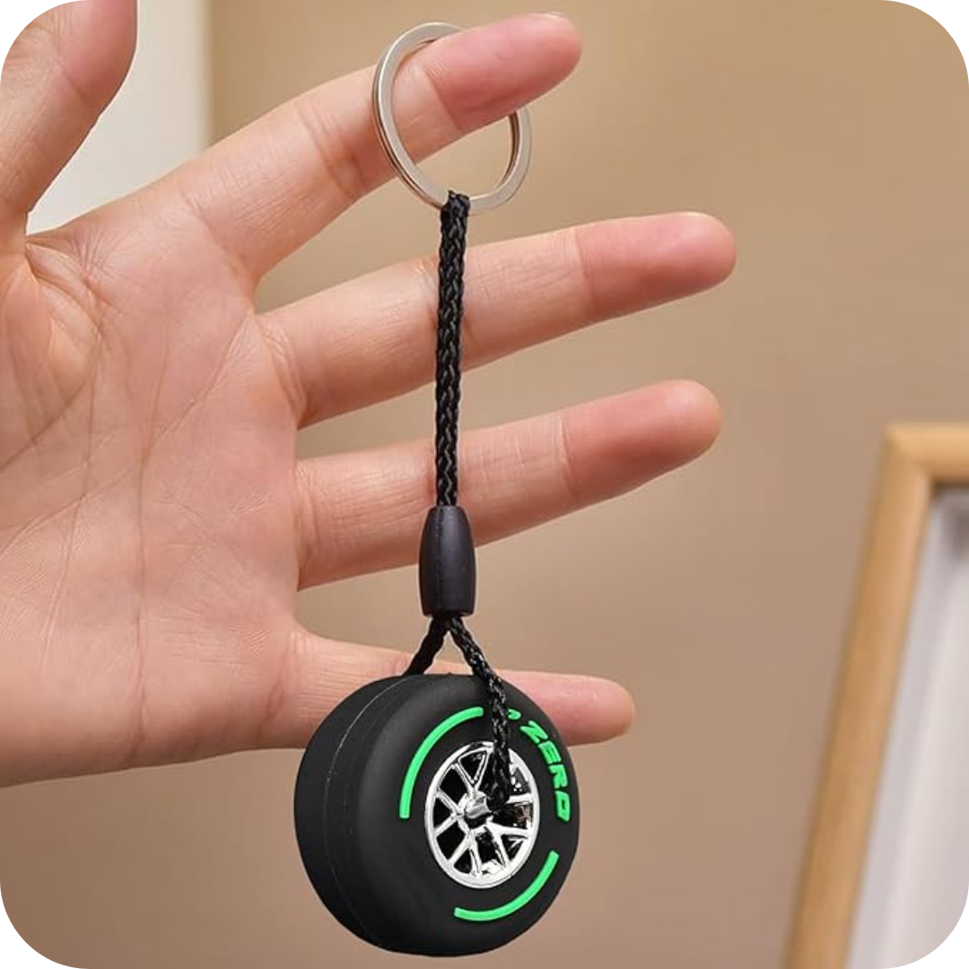 Set of 7 Tire keychains With Rings